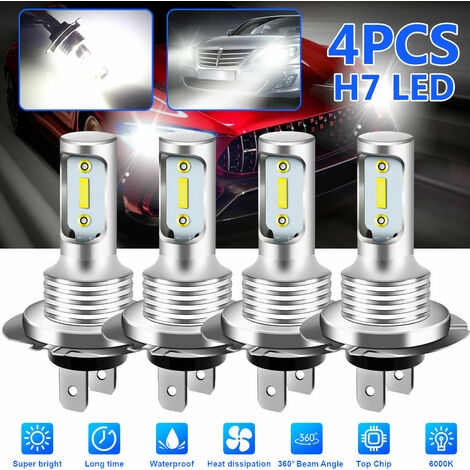 4pcs 1860 H7 80W haute puissance LED antibrouillard lampe phare de voiture ampoule 6000K lumière blanche