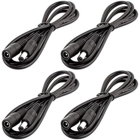 4pcs 1m DC 12V Câble d'extension Prise DC 5.5mm x 2.1mm DC 0-36V Cordon d'alimentation Rallonge électrique Mâle à Femelle pour Moniteur de Voiture. Caméra CCTV. Bande LED. Noir