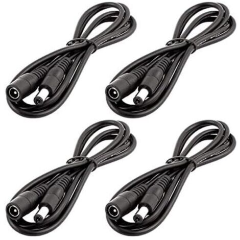 4pcs 1m DC 12V Câble d'extension Prise DC 5,5mm x 2,1mm DC 0-36V Cordon d'alimentation Rallonge électrique Mâle à Femelle pour Moniteur de Voiture, Caméra CCTV, Bande LED, Noir