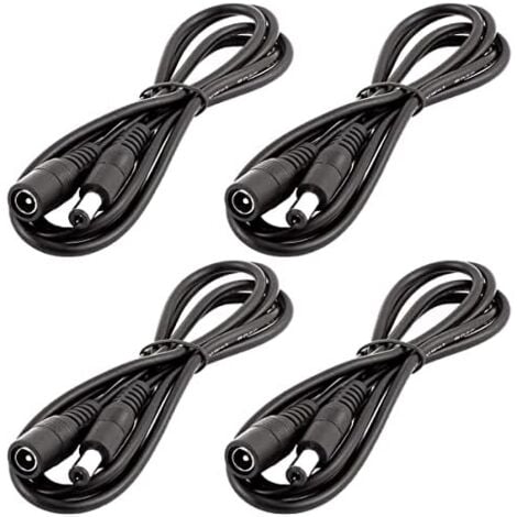 4pcs 1m DC 12V-Verlängerungskabel DC 5,5 mm x 2,1 mm DC 0-36V Elektrisches elektrisches elektrisches Netzkabel für Auto Monitor, CCTV-Kamera, LED, schwarzer Streifen