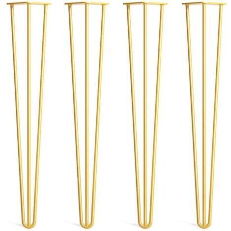 4pcs 20 cm(Doré) Pieds Epingle DIY Pieds pour Table Pied de Chaise avec 20 Vis + 4 Protège Pieds