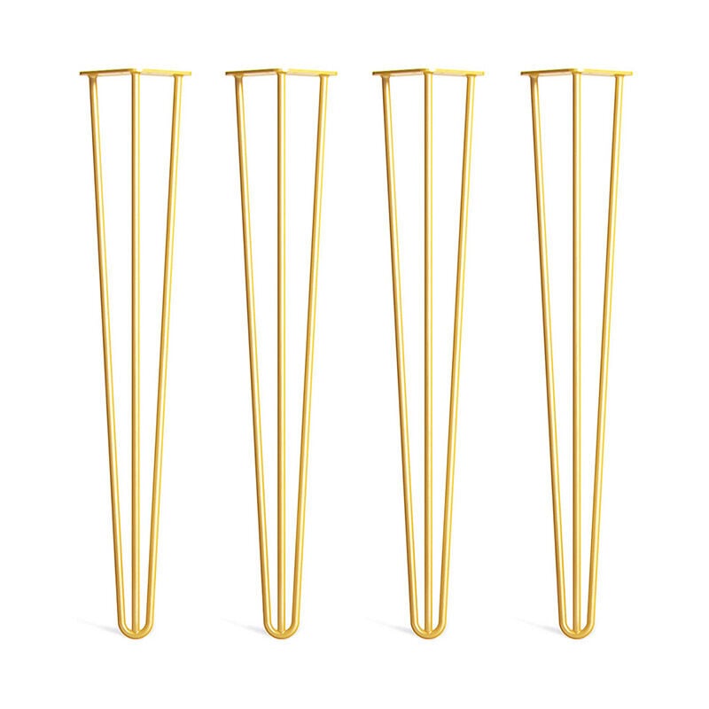 4pcs 20 cm(Doré) Pieds Epingle diy Pieds pour Table Pied de Chaise avec 20 Vis + 4 Protège Pieds