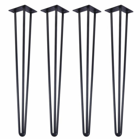 4pcs 20 cm(noir) Pieds Epingle DIY Pieds pour Table Pied de Chaise avec 20 Vis + 4 Protège Pieds