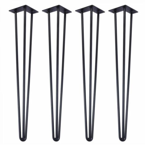 4pcs 20 cm(noir) Pieds Epingle DIY Pieds pour Table Pied de Chaise avec 20 Vis + 4 Protège Pieds