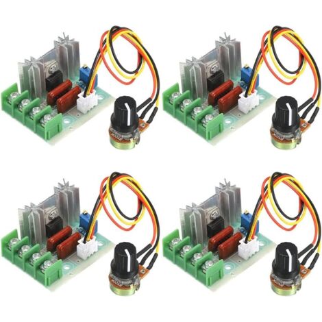 4pcs 2000W Contrôleur de Vitesse de Moteur AC avec Filaire, Régulateur de Vitesse de Variateur de Module,Régulateur de Tension Réglable 110-220V 25A pour Le Réglage de la Gradation