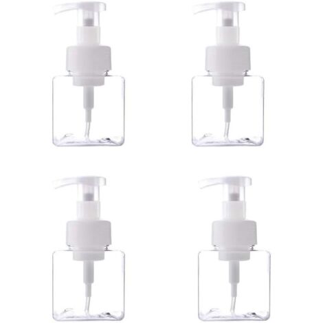 4pcs 250 ml Boîteille de Distribution en Plastique Transparent, Distributeur de Savon Manuel, Boîteille de Distributeur de Savon, Adapté au Savon Liquide et au Désinfectant pour Les Mains-Fei Yu
