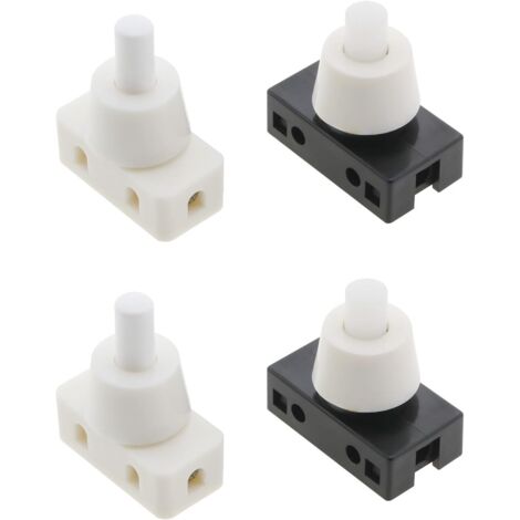 4pcs 250V 10A Interrupteur à Bouton-poussoir Miniature Interrupteur à Bouton-poussoir Bouton-poussoir de Commande Marche/arrêt pour Lampe de Bureau d'ampoule (2 Blancs+2 Noirs)