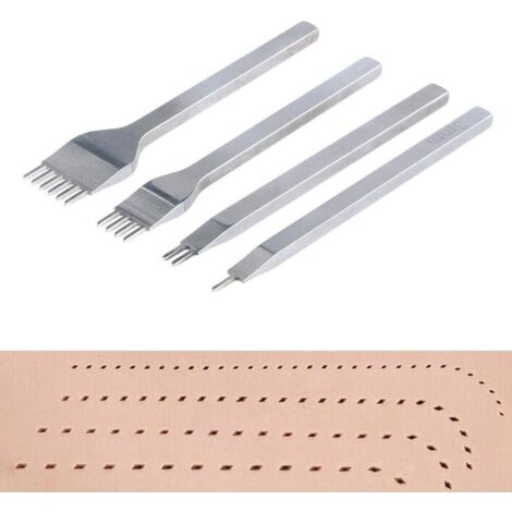 4Pcs 3mm Cuir Kit Outils, Perforatrice DIY Artisanat du Cuir Griffe Perforateur Trou Couture Diamant Laçage 1+2+4+6 Prong Lacing Perforate Sew Tools