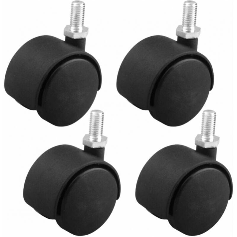 Cyslmuk - 4pcs 40mm furniture swivel caster without brake with M8 x 15mm threaded stem height 65mm max load 30kg mini trolley wheel box