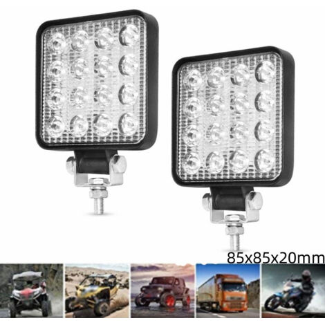 4pcs 48W phare de voiture LED phare de travail, phare à réflecteur combiné Spot Off Road Light feu de recul 3500-6000K 1600lmLM