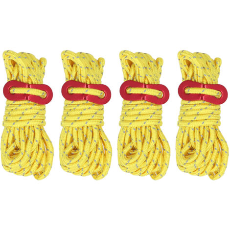 4Pcs 4mm Corde De Tente Réfléchissante Corde De Camping Légère Haute Résistance Pour Camping En Plein Air Hamacs Jaune
