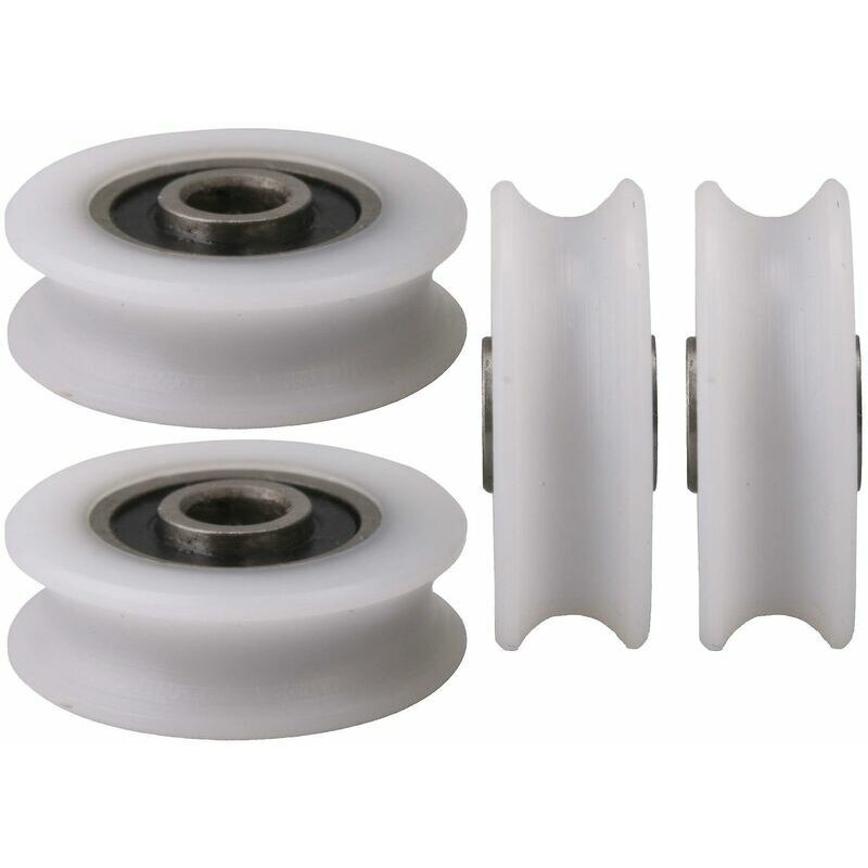 4pcs 4x20x6.5x7.4mm Blanc Intérieur Dia 4MM U-Groove Nylon Poulie Roue pour Porte Coulissante