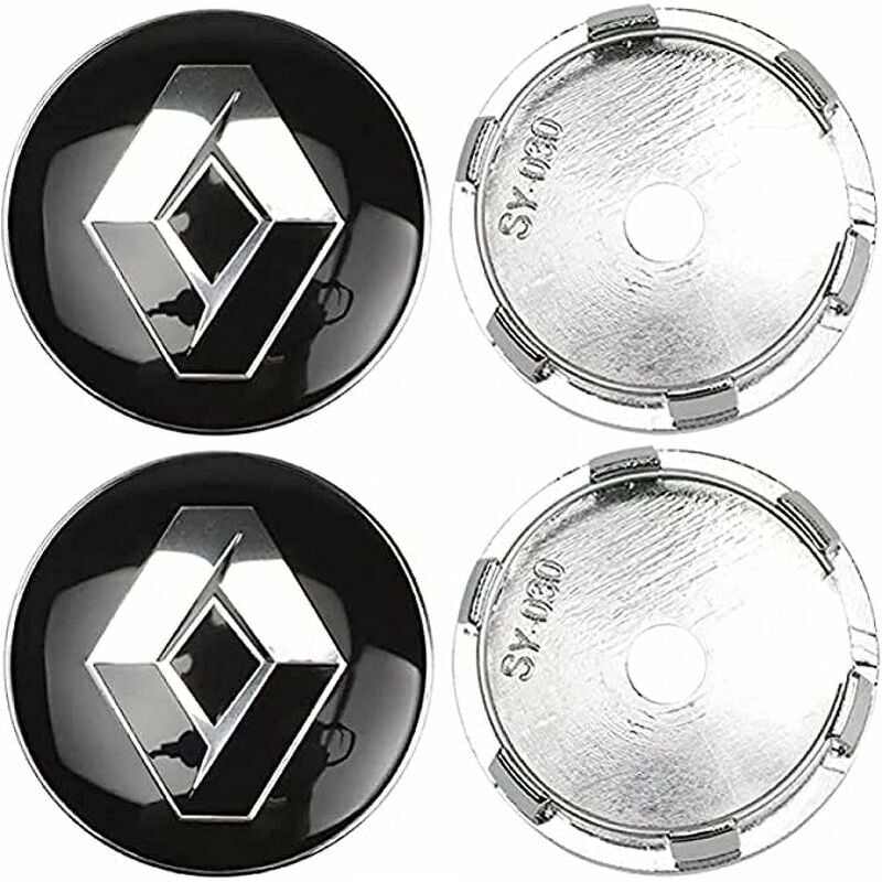 4pcs 57mm Voiture Jantes en Alliage Centre Hub Caps Badge Logo pour Koleos Duster Megane,Noir