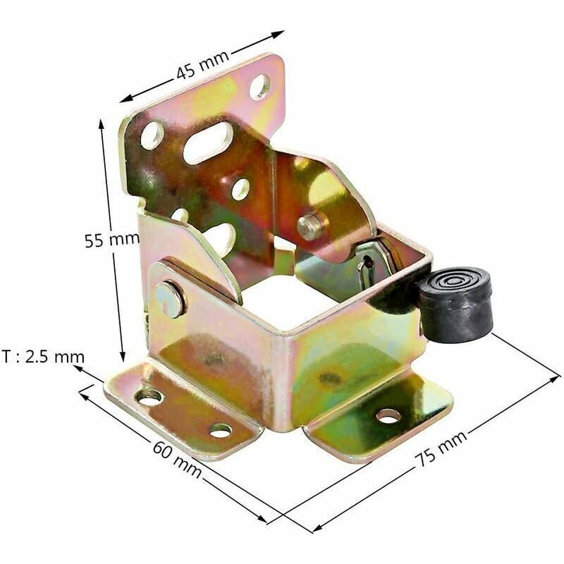 4PCS 75 x 60 x 55mm Pliable Verrouillage Extension Table Lit Jambe Pieds Pliable Support de Fixation avec 40pcs de Vis