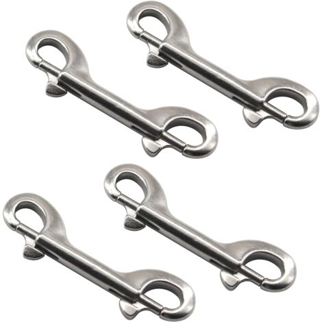 4PCS 76mm Mousqueton à double extrémité en acier inoxydable 304 pour chaîne de chien, porte-clés, hamac