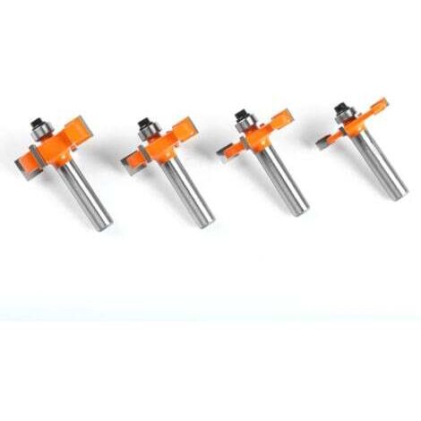 4pcs 8mm 4-Lame Fraise à Bois T-Forme Fraise de Rainure Set Coupe Outil de Travail du Bois Orange Lame Hauteur:4mm,6mm, 8mm, 10mm