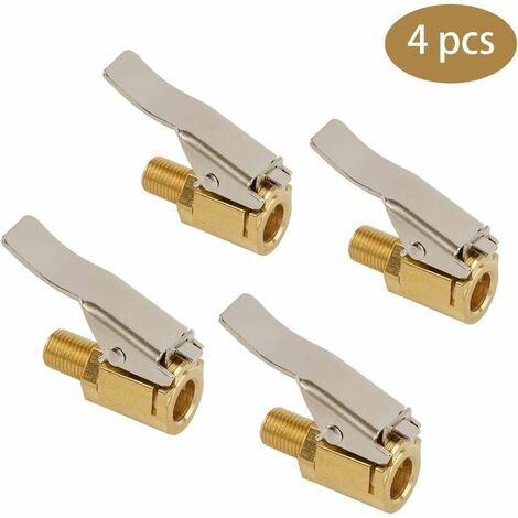 4pcs 8mm Car Tire Valve Adapter Air Chuck Inflator Pump Valve Clip Clamp Fitting Adapter Brass Pneumatic Compressor Connector For ø8 Hose