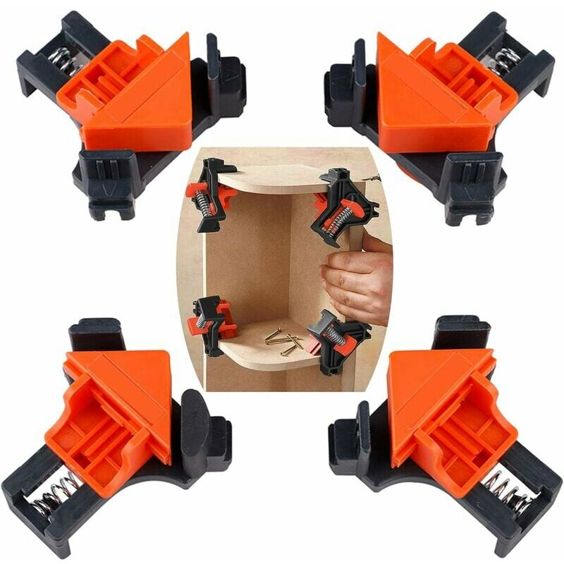 Lts Fafa - 4pcs 90 Degree Right Angle Clamp, Alldo Corner Clamps for Carpentry, Wood Frame Clip Tools, Woodworking Tools for Drilling, Cabinet Making