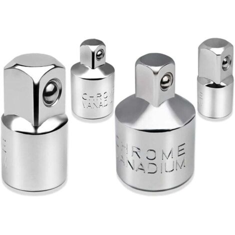 4pcs Adaptateur à Clique Jeu d'adaptateurs Adaptateur à douille Cliquet 1/2" à 3/8",3/8" à 1/2",1/4 "à 3/8",3/8"à 1/4" Adaptateurs Réducteurs Pour Douilles et Embouts,de