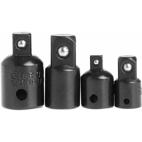 4pcs Adaptateur à cliquet Clé à Douille d'Impact Cr-V 1/4" 3/8" 1/2" Réducteur d'Entraînement de Convertisseur Outils pour Clés à Chocs Pneumatiques