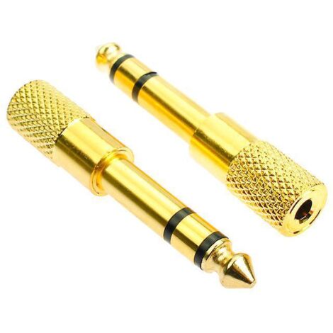 4pcs Adaptateur Jack 6.35 Vers 3.5 En Cuivre Pur Plaqu Or 24 Carats Gros Jack Petit Jack - Big Jack Vers Mini Jack  Mle 6.35 Mm Vers 3.5 Mm Femell