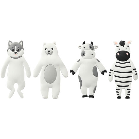 4Pcs Adhesive Hooks Animal Style Bendable Reusable Safe Durable Multifunction Coat Hook for Home Bathroom Office
