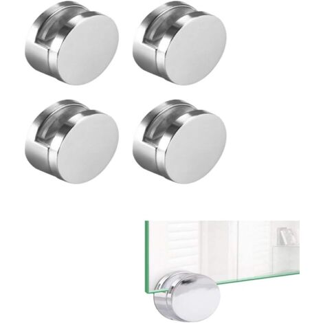 [4Pcs] Adjustable Frameless Rectangle Glass Shelf Brackets Heavy Duty Fixing Brackets Shelf Clips