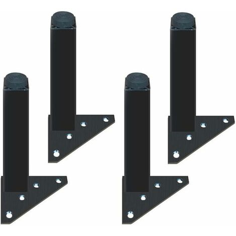 4pcs Adjustable Furniture Legs, DIY Stand with Non-Slip Rubber for Dining Table (6cm, Black)