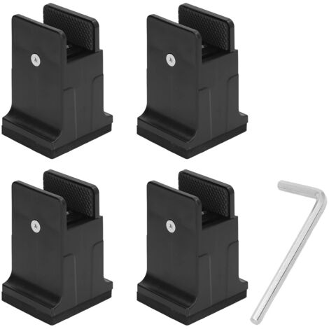 4pcs Adjustable Furniture Risers with Screw Clamp Rubber Bed Couch Risers for Heavy Duty Furniture Black