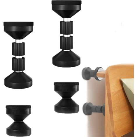 4Pcs Adjustable Threaded Bed Frame Anti-Shake Tool, Adjustable Black Headboard Stabilizers for Threaded Bed Frame, Adjustable from 4.2-4.7cm and 7.7-9cm