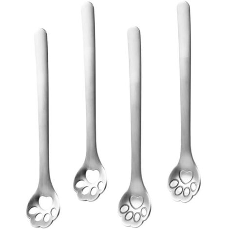 4Pcs Agitateurs À Café Cuillère À Mélanger Cuillères À Dessert Cuillère À Long Manche Cuillères À Café En Acier Inoxydable