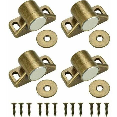 4PCS Aimant pour Porte Placard Loquet de Porte Magnétique Fermeture de Porte Aimantée avec 4 Rondelles et 12 Vis Fermeture Magnétique Placard pour Meuble, Armoire, Cabinet