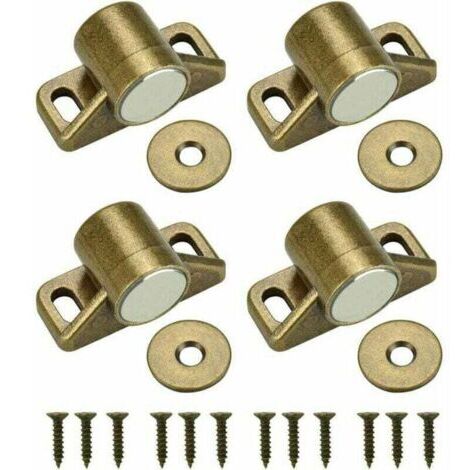 4PCS Aimant pour Porte Placard Loquet de Porte Magnétique Fermeture de Porte Aimantée avec 4 Rondelles et 12 Vis Fermeture Magnétique Placard pour Meuble, Armoire, Cabinet