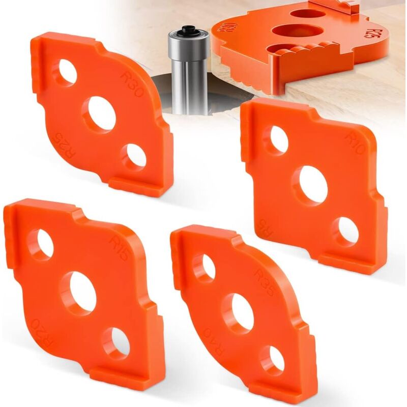 4pcs Aluminum Radius Milling Jig, R5-R40 Table Woodworking Milling Jig, Corner Radius Milling Accessory for Carpenter Table (Orange)