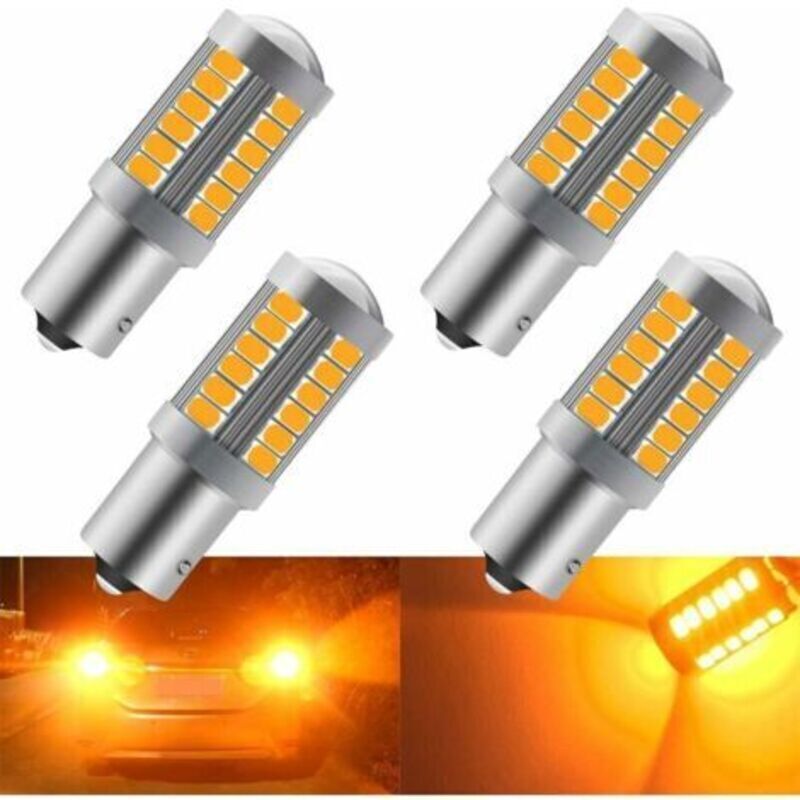 Ampoules LED ambre 1156 (180°) 900 lm pour clignotants avant et arrière ultra-lumineux, 12-30 V, 3,6 W