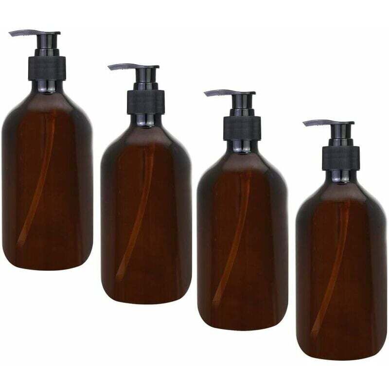 4Pcs Ambre Distributeur 500ML Distributeur Bouteilles Ambre Pompe Bouteilles Vide Ambre Bouteille En Plastique pour Lotion Gel Douche Savon Main