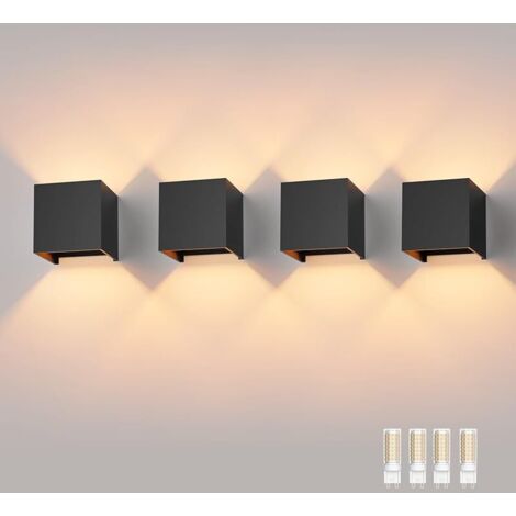 4PCS Applique Mural avec Ampoule LED G9 Remplaçable Lampe Murale Interieur/Exterieur Blanc Chaud 3000K Angle de Faisceau Réglable Appliques Murales pour Salon Chambre (Noir)