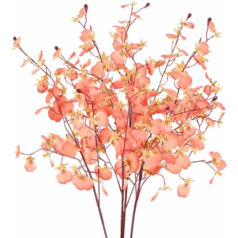 4PCS Artificial Flowers Silk Orchids Vase Artificial Coral Flower for Wedding Home Balcony