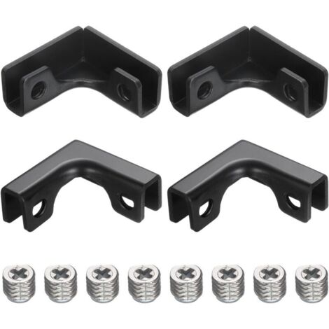 4Pcs Attache Fixation Verre, Pour 3-7mm Support Fixation Verre En L, Attache Renforcée En Alliage D'Aluminium Pour Vitrine, Aquarium (Noir)