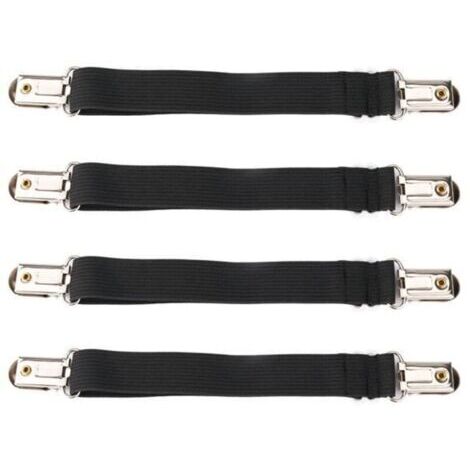 4Pcs Attaches Drap de Lit Housse Matelas Canapé Réglable Sangle Housse de Maintient Tendeur Draps Bretelles Noir