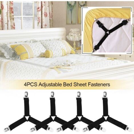 4pcs Attaches Réglables pour Drap de Lit Sangles Elastiques Y Forme Housse de Matelas Coussin de Canapé
