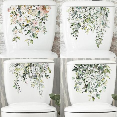 4pcs Autocollant Feuilles De Verdure, Sticker Mural Drle Pour Wc, Salle De Bain, Cuisine, Pvc