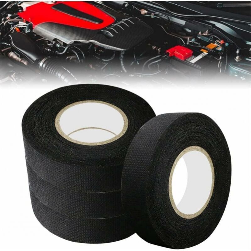 Cyslmuk - 4PCS Automotive Electrical Sheath in Flan 19mmx25m Car Cloth Tape Anti-friction Anti-fouling Scotch Fabric Noise Reduction Non-slip for Car