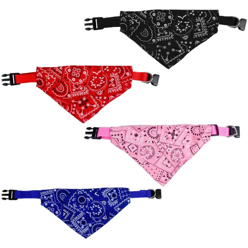 4pcs Bandanas pour Chiens, Ajustable Bandana Chien Collier Animaux Foulard Triangle pour Chiot Petit Chien Chat