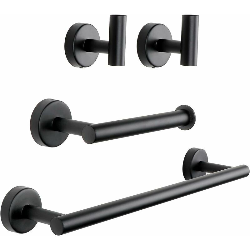 4PCS Bathroom Hardware Set, Matte Black Bathroom Accessories Set, SUS304 Stainless Steel Bathroom Towel Bar Wall Mounted Including Towel Bar