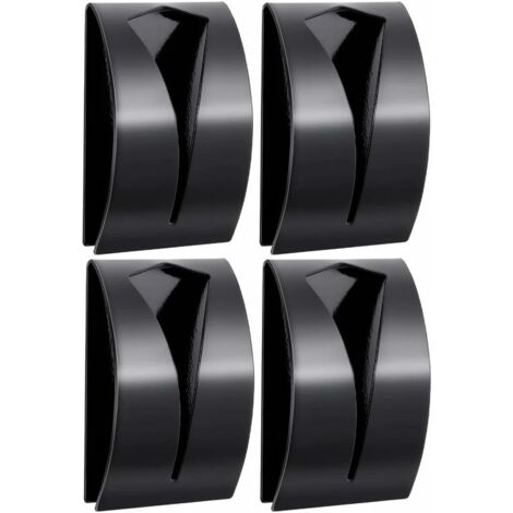 4pcs Black Kitchen Towel Holder, Stainless Steel Self Adhesive Hooks, No Drilling Wall Mounted Towel Rack, Towel Bar