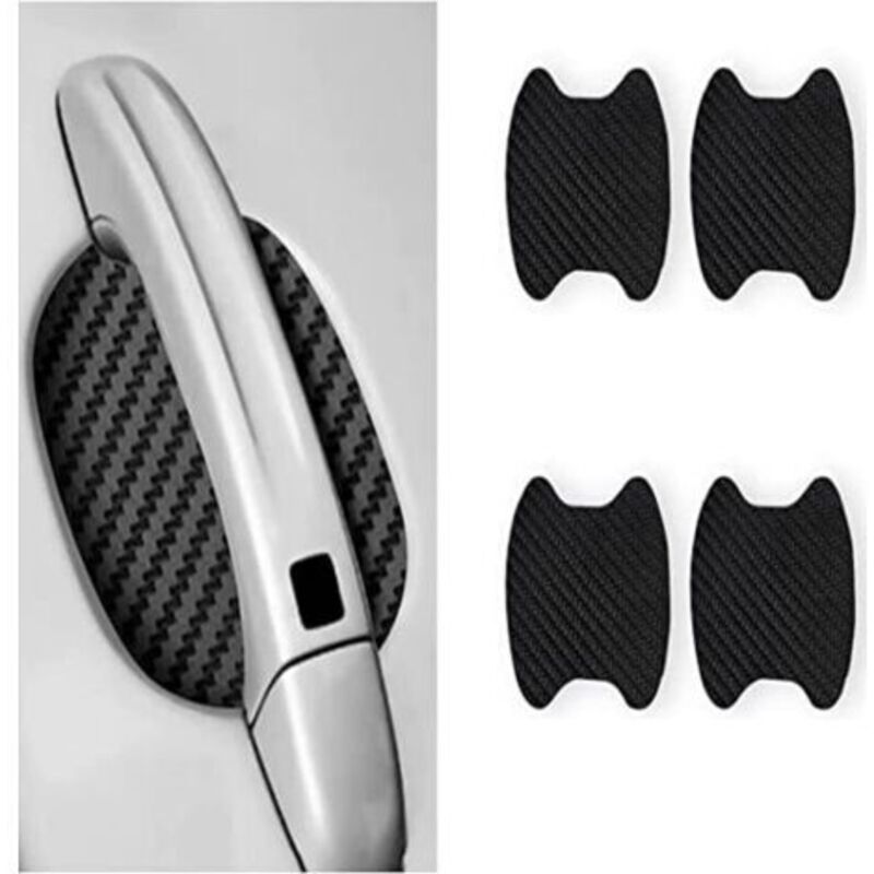 4PCS (Black) Universal Car Carbon Fiber Anti-Scratch Protective Film for Car Door Handle Fits Most Car Door Handles Door Handle Sticker