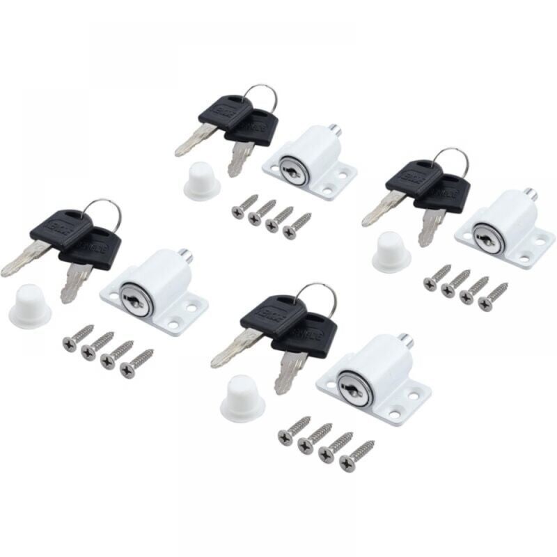 Cyslmuk - 4pcs White Window Locks Sliding Patio Door Lock Sliding Bay Window Lock Sliding Door Lock Restrictor with Key for Children Baby Safety