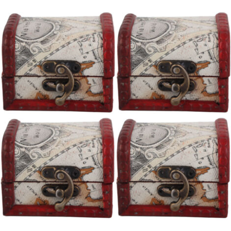 4Pcs Boîte à Bijoux en Bois Style Rétro avec Verrou Sécurisé, Solide et Sans Odeur pour Petits Objets