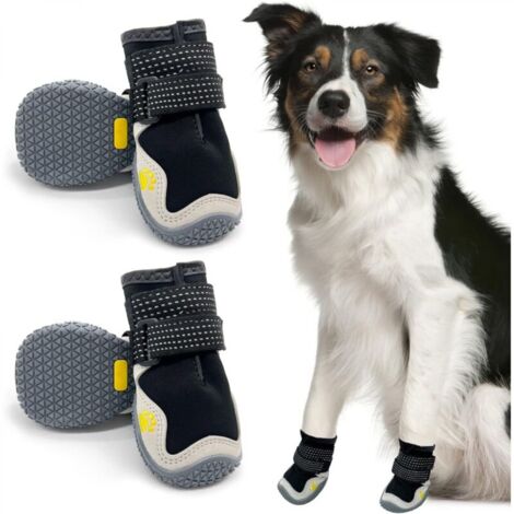 4pcs Bottes pour Chien de Protection, Respirant Chaussures pour Chiens, avec Sangles réfléchissantes, Protecteur de Patte de Chien à Sem rhombique en Caoutchouc en Cuir Microfibre (5)